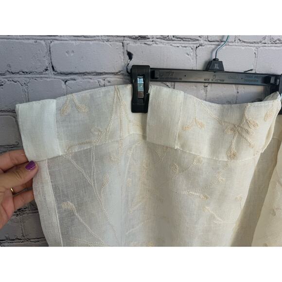 Sheer Embroidered Hidden Tab‎ Top Curtain Drape Panels - Set of 2 - Picture 5 of 5